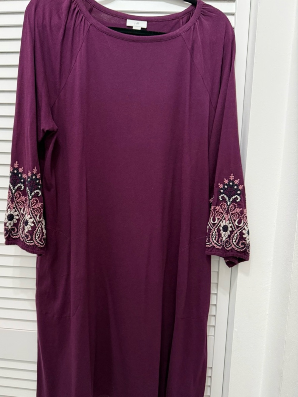 J Jill Embroidered Sleeve Plum Women's Dress